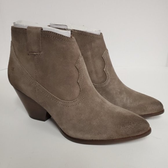 NEW FRYE REINA BOOTIE:TAUPE SUEDE ANKLE BOOTS‎ - Picture 8 of 10